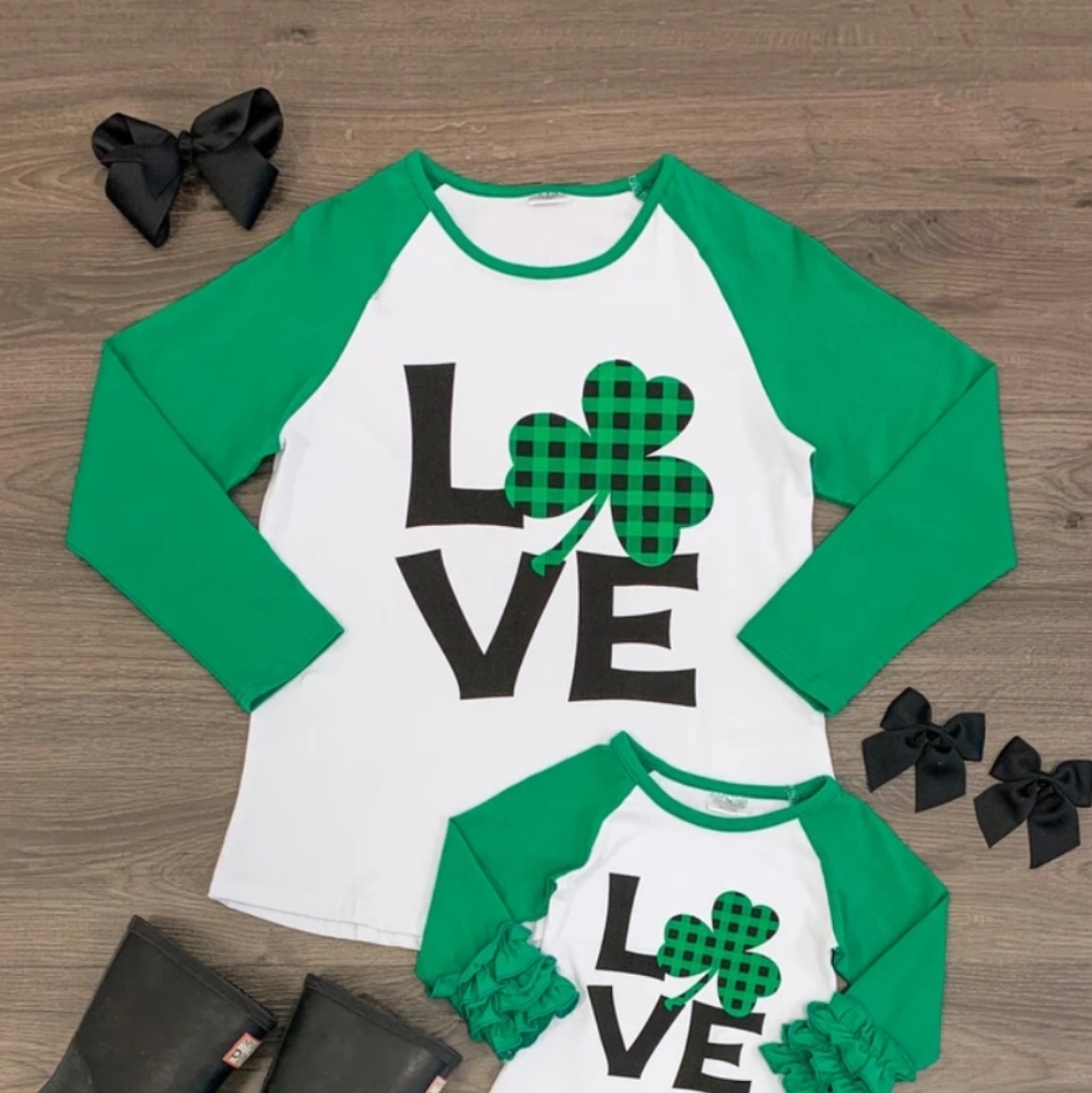 LAST ONE. Love Shamrock Shirt (Adult sizes only)